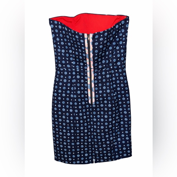 RACHEL Rachel Roy Navy Strapless Printed Mini Dress with Light Blue Motif - Picture 4 of 6